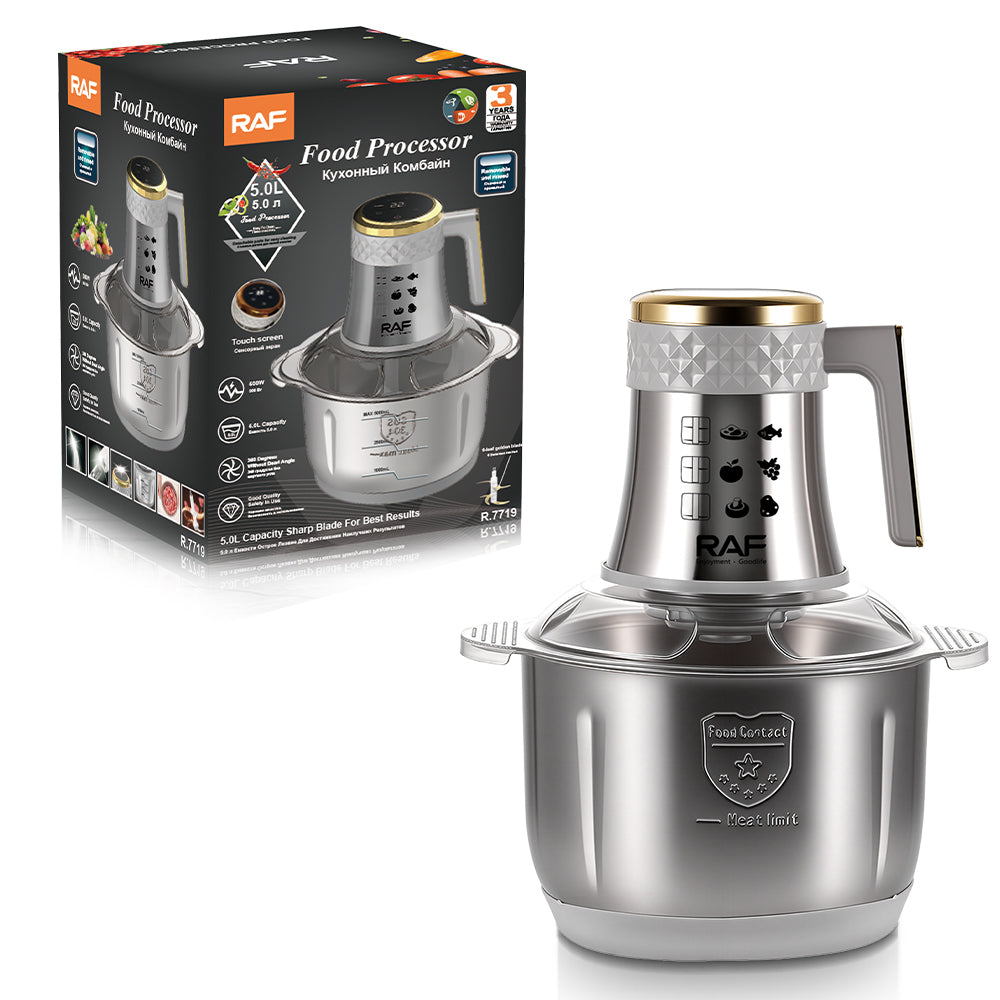 RAF R.7719 Food Processor 5L – 500W Touch Screen Stainless Steel