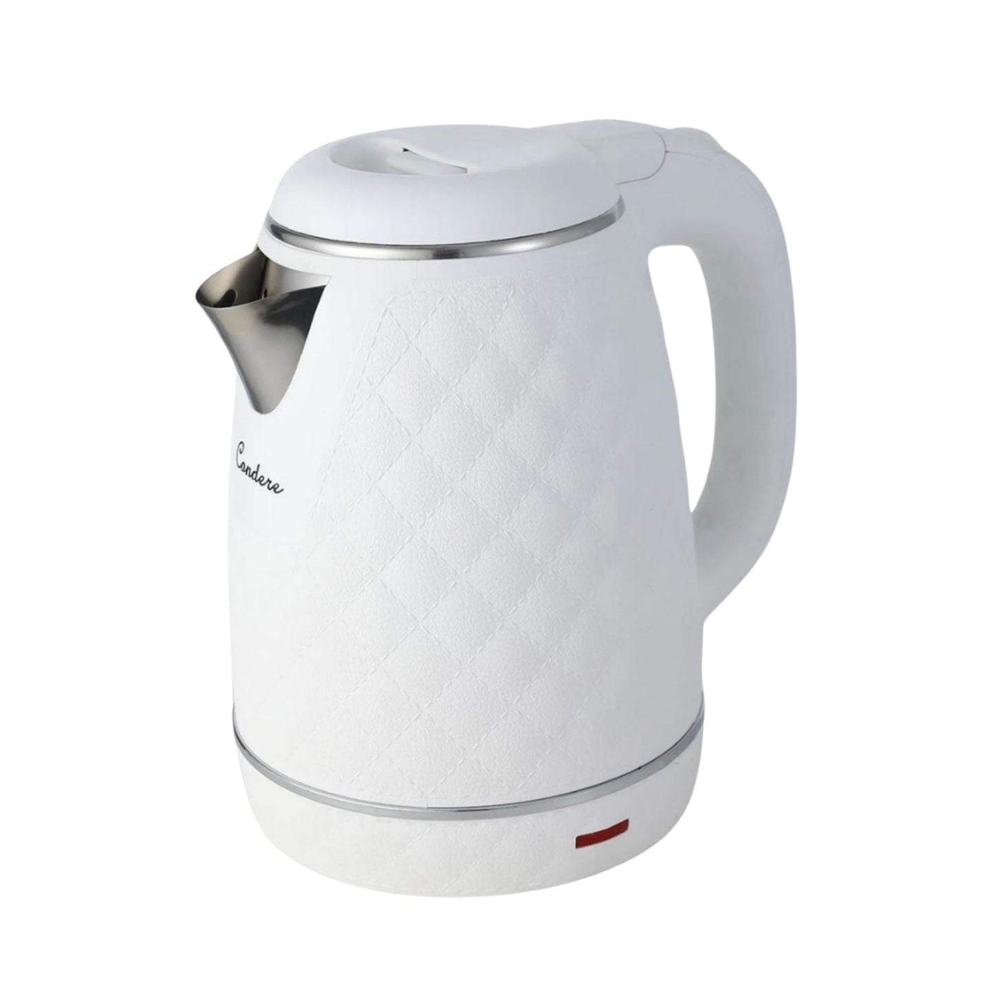 Condere Electric Kettle white – front view with diamond pattern body