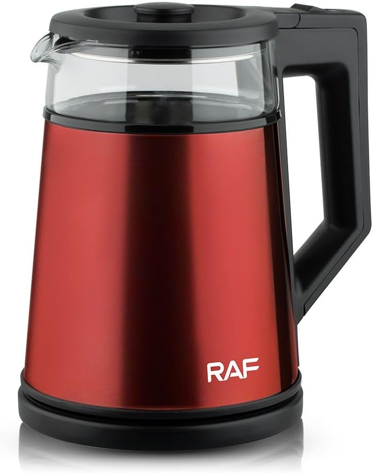 RAF R.7815 Electric Kettle red – front view with glass top
