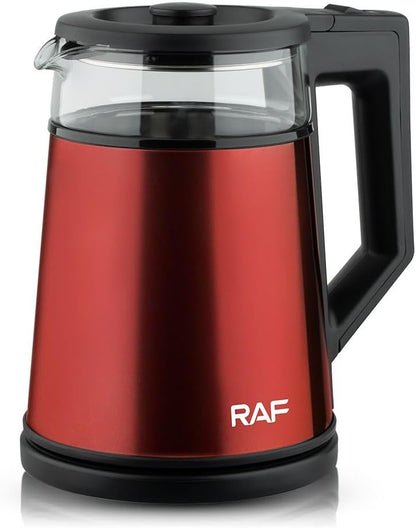 RAF R.7815 Electric Kettle red – front view with glass top