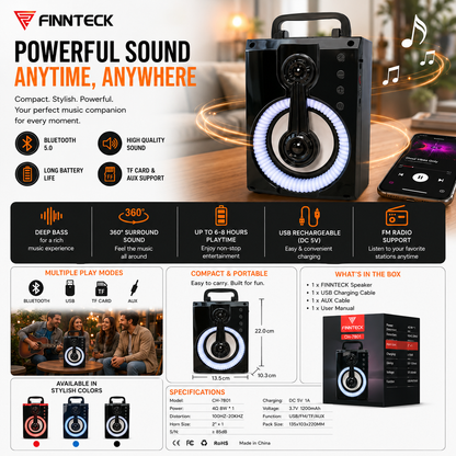 Finnteck CH-7801 Speaker Features Infographic