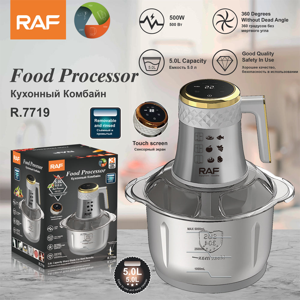 RAF R.7719 Food Processor 5L – 500W Touch Screen Stainless Steel