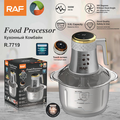 RAF R.7719 Food Processor 5L – 500W Touch Screen Stainless Steel