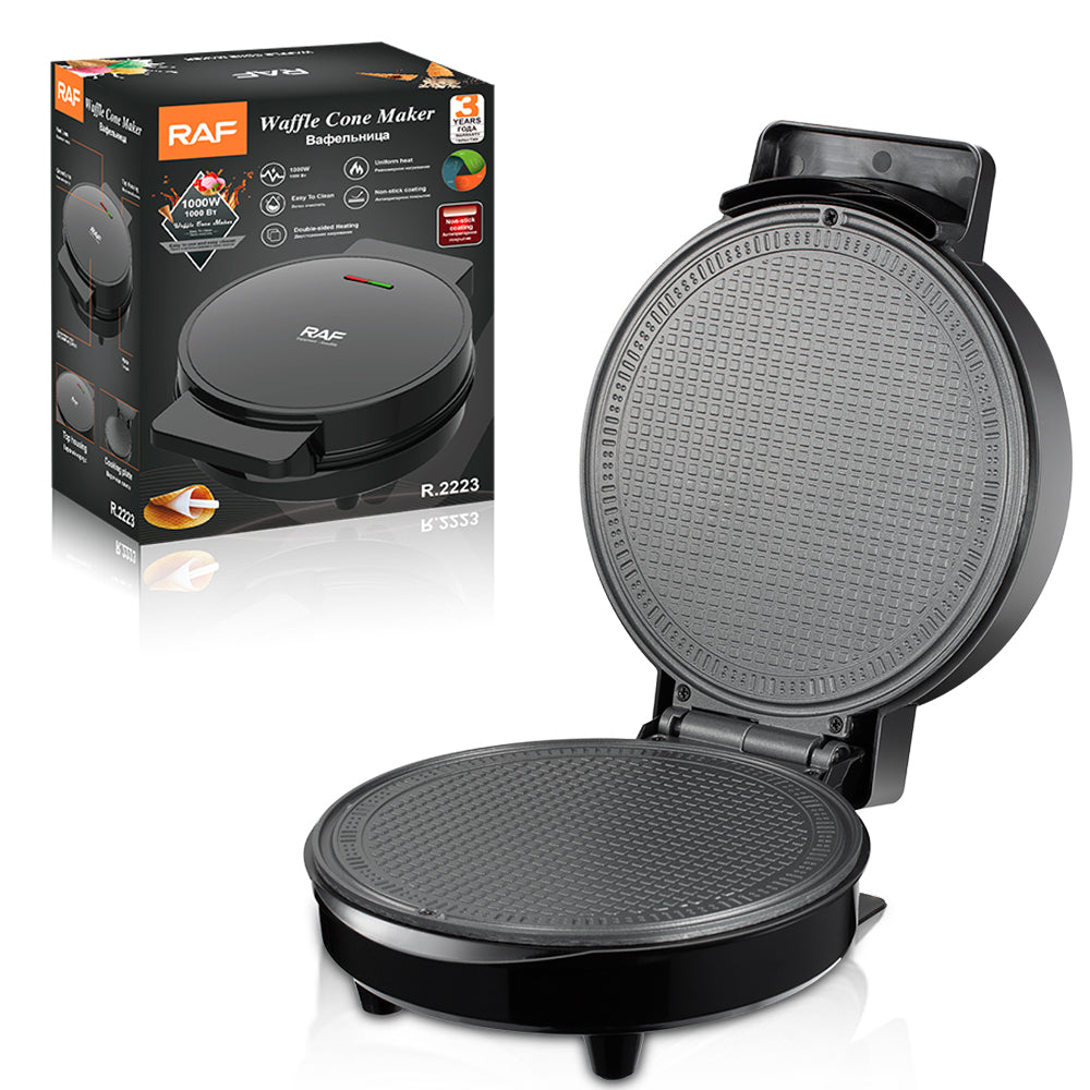 RAF Waffle Cone Maker 1000W — Non-Stick Double-Sided Heating