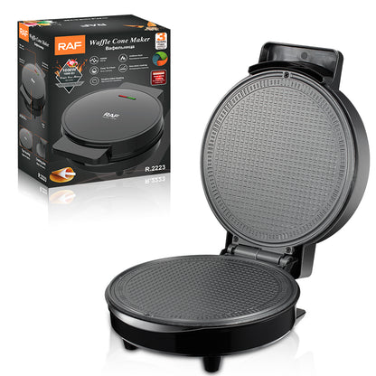 RAF Waffle Cone Maker 1000W — Non-Stick Double-Sided Heating