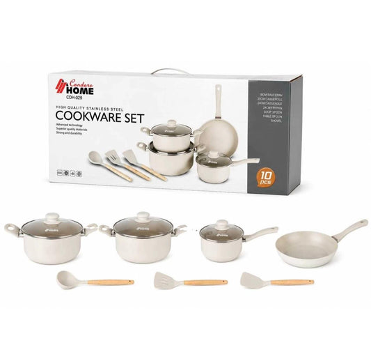 Condere Home 10-Piece Stainless Steel Cookware Set CDH-029 Cream