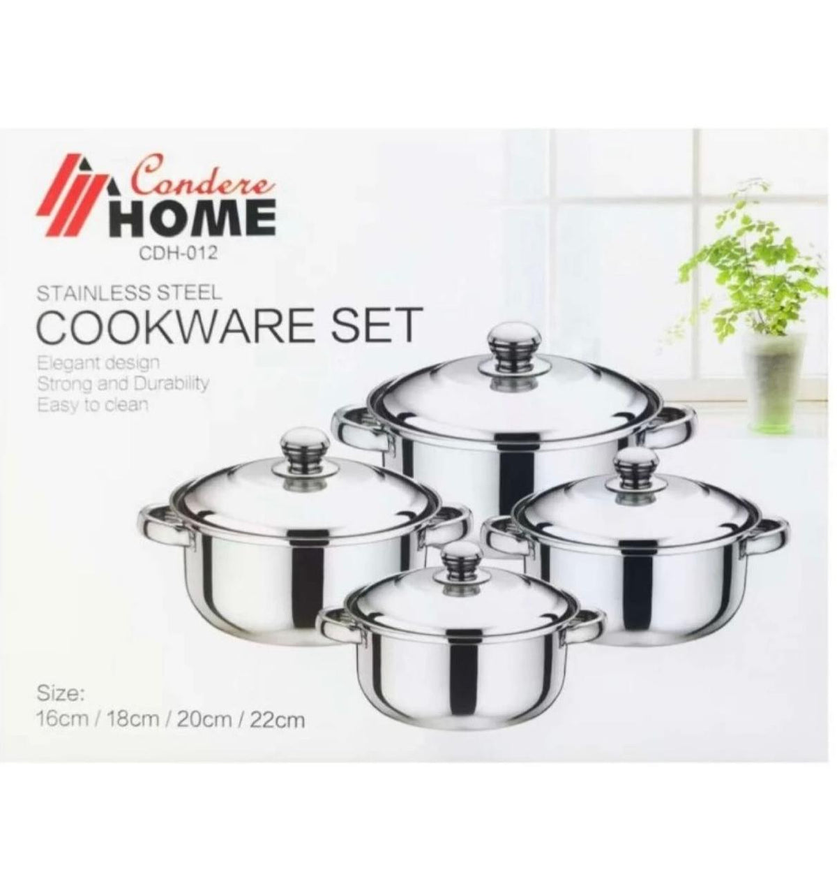 Condere Home 4-Piece Stainless Steel Cookware Set CDH-012 Box