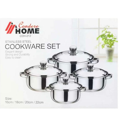 Condere Home 4-Piece Stainless Steel Cookware Set CDH-012 Box