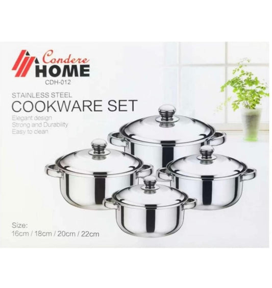 Condere Home 4-Piece Stainless Steel Cookware Set CDH-012 Box