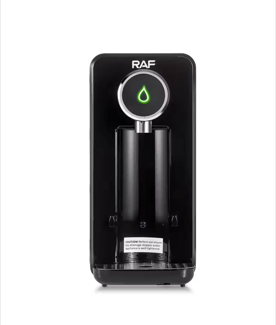 RAF R.11008 Water Dispenser – full front view gloss black with drip tray