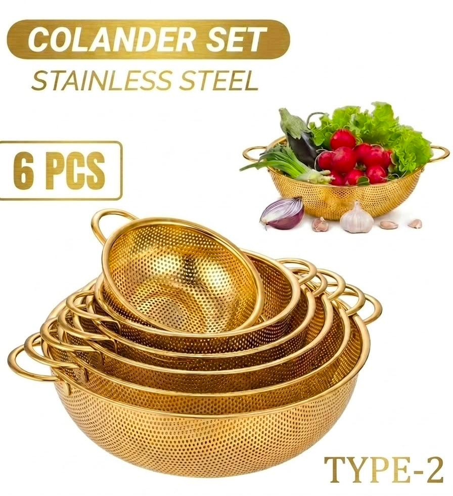 Stainless Steel Colander Set 6 PCS Silver finish