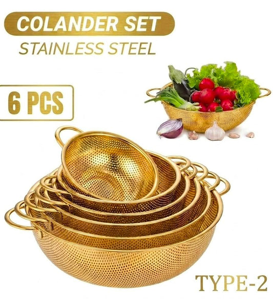 Stainless Steel Colander Set 6 PCS Silver finish